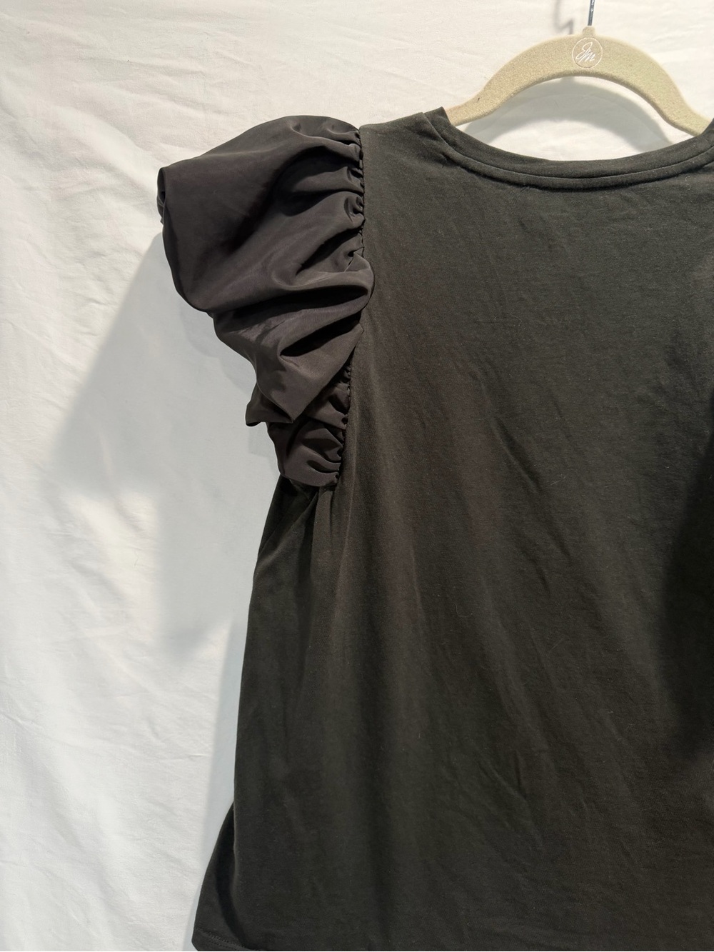 Express Black Ruffle Sleeve Tee - Picture 8 of 9